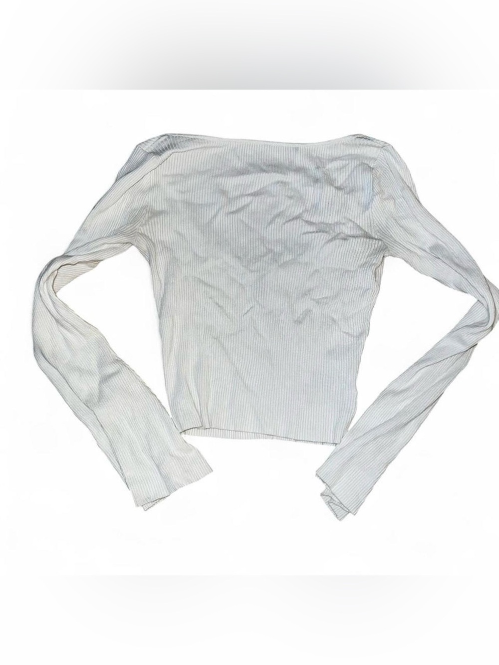 H&M Ribbed Long-Sleeve Crop Top - White